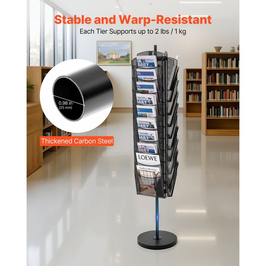 VEVOR Rotating Brochure Rack – 30-Pocket,  360° Rotation
