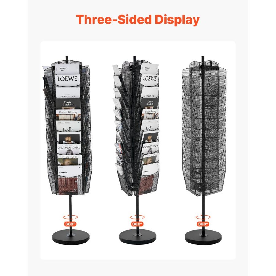 VEVOR Rotating Brochure Rack – 30-Pocket,  360° Rotation