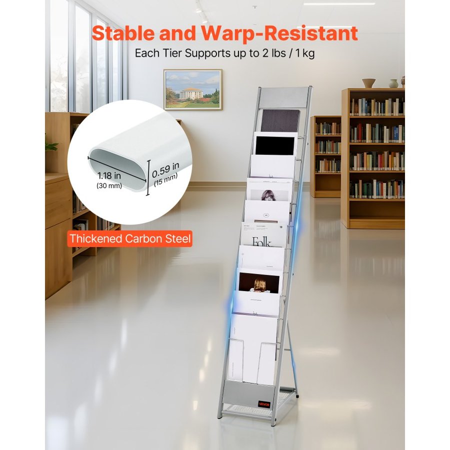 VEVOR Floor Standing Brochure Display Rack – 10-Pocket, A4