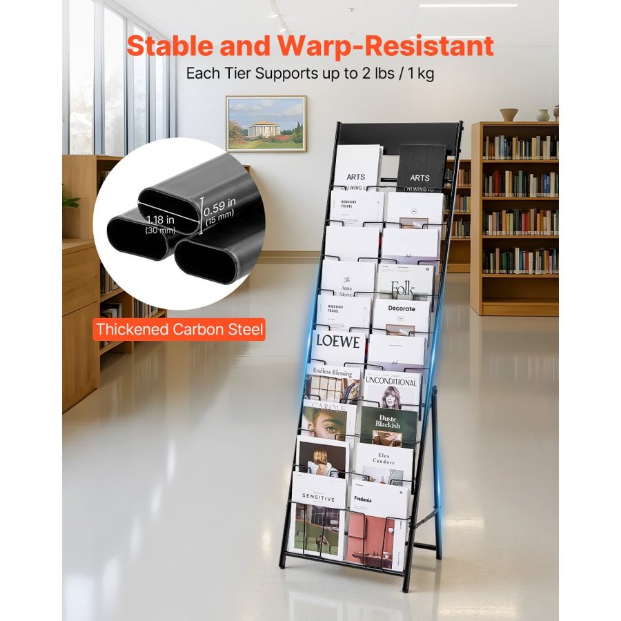 VEVOR Black Brochure Holder – 20 Pockets, 1 A4, 2 LBS