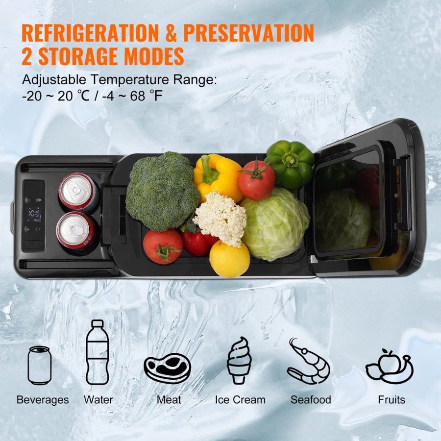 VEVOR Car Armrest Fridge – 15L, -4°F~68°F, 12/24V DC