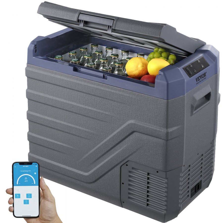 VEVOR Travel Refrigerator for Car – 45L, Built-in Light, 12V
