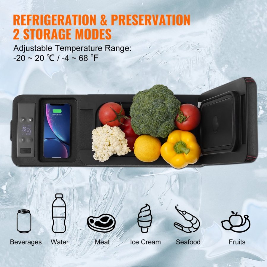 VEVOR Car Armrest Refrigerator – 8L, -4°F~68°F, 12/24V