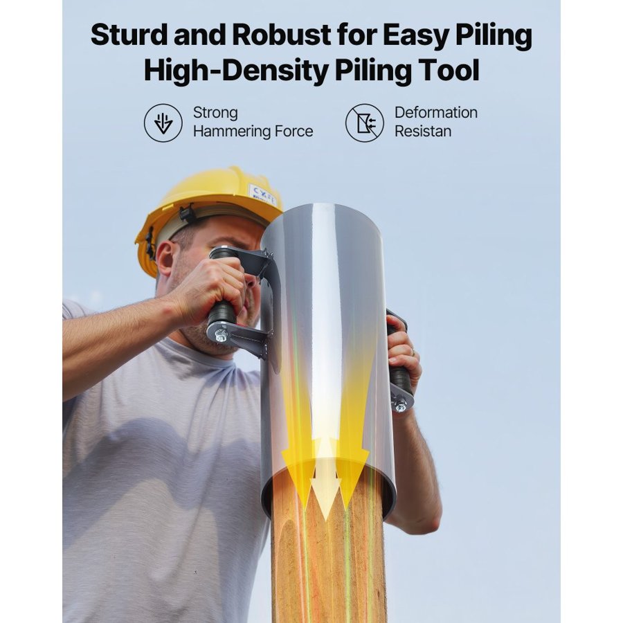 VEVOR Fence Post Driver, Heavy Duty T Post Driver with Handles, Metal Manual Pounder Rammer for U-Channel,Wooden Fence, Fits T-Posts with Inner Diameter up to 6.1in,Ideal for Farm, Garden, Yard