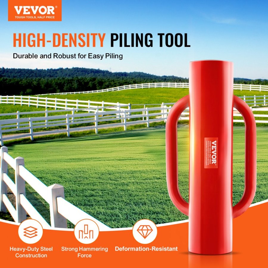VEVOR Fence Post Driver with Handles 6.9 cm Inner Diameter T Post Pole Pounder