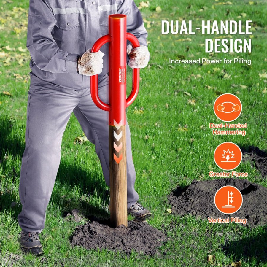 VEVOR Fence Post Driver with Handles 10.4 cm Inner Diameter T Post Pole Pounder