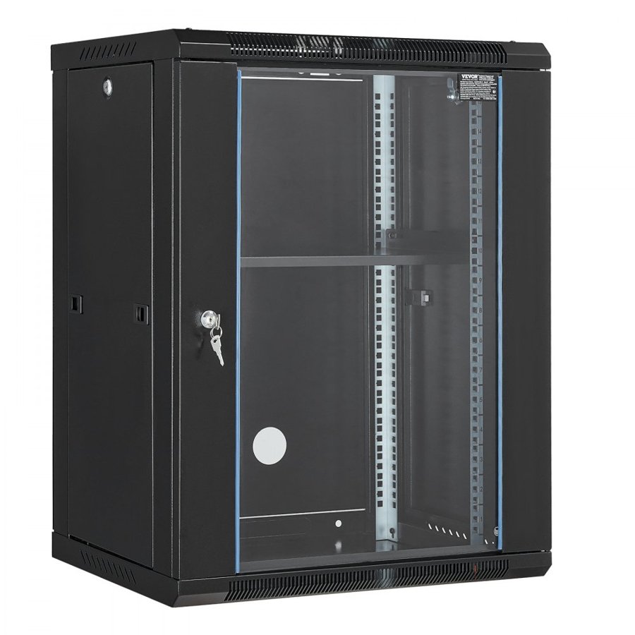 VEVOR 15U Server Cabinet – 18″ Wall Mount, 500 lbs load