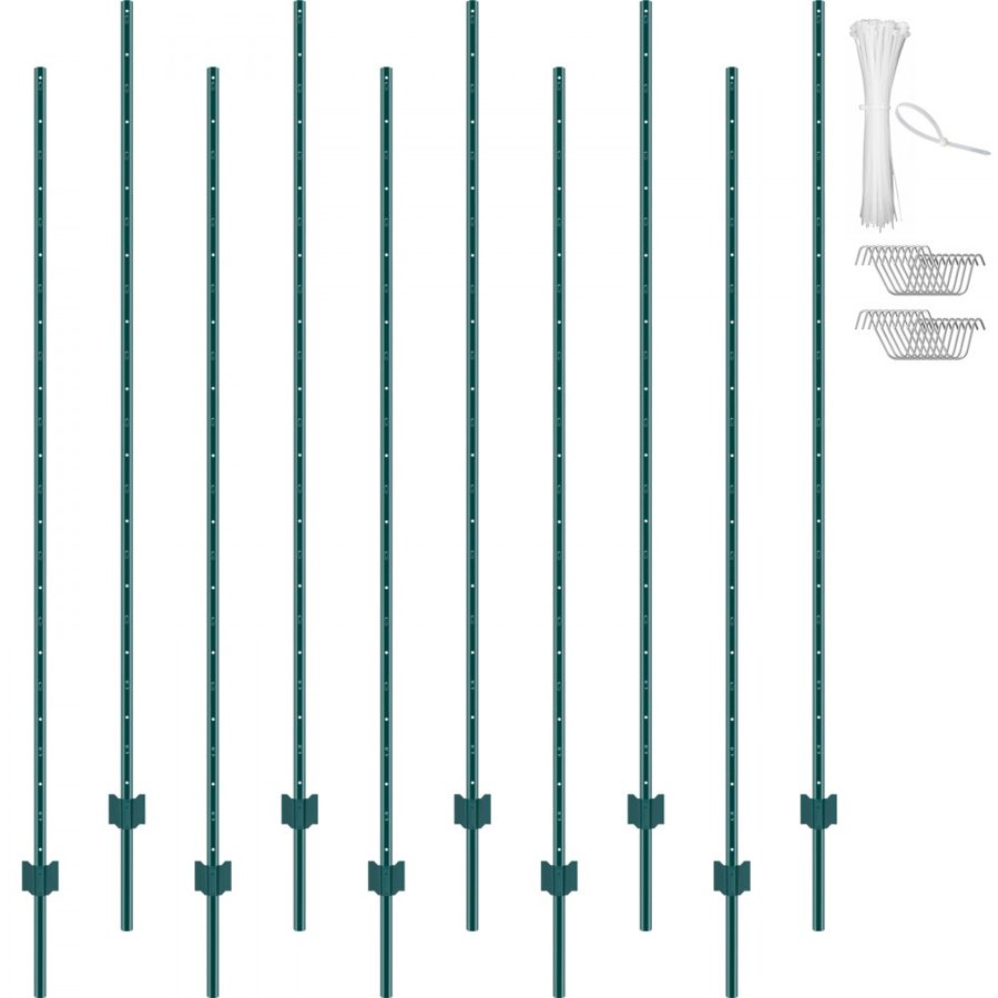 VEVOR Metal Fence U-Post – 7 FT, 10 Pack, 2mm Steel