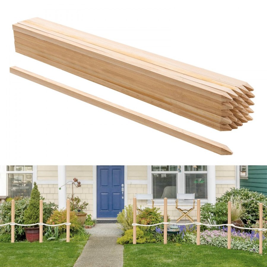 VEVOR Wooden Garden Stakes, 25 Pcs 19.05×19.05×914.4 mm Survey Grading Stakes, Garden Ground Stake with Sharp Point, Fir Wood Plant Support Stake, Sign Posts for Silt Fence Yard Boundaries Baselines