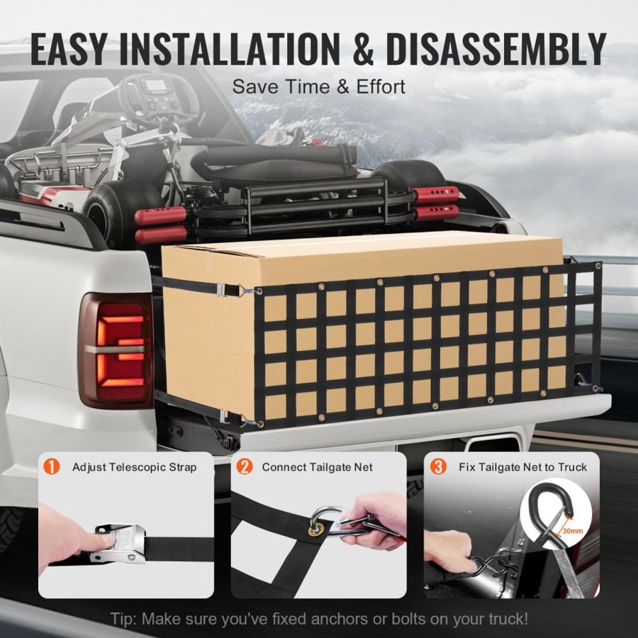 VEVOR Tailgate Net for Full Size Trucks - 60×18 in, 600 lb