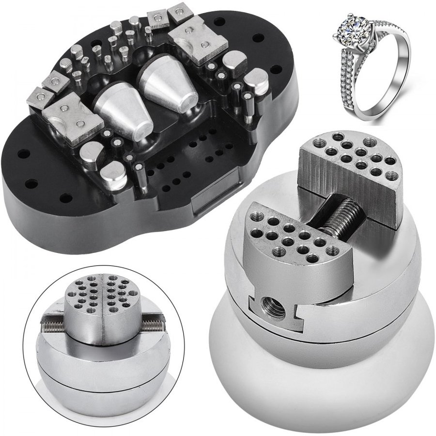 VEVOR Ball Vise, 3" Engraving Setting Tool, 360° Rotation Engraving Block Vise, 30 PCS Attachment Jewelry Engraving Block Tools Standard Block for Gemstone Inlay and Small-Scale Engraving