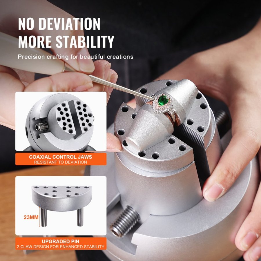 VEVOR Ball Vise, 13 cm Engraving Setting Tool, 360° Rotation Engraving Block Vise, 69 PCS Attachment Jewelry Engraving Block Tools Standard Block for Gemstone Inlay and Small-Scale Engraving