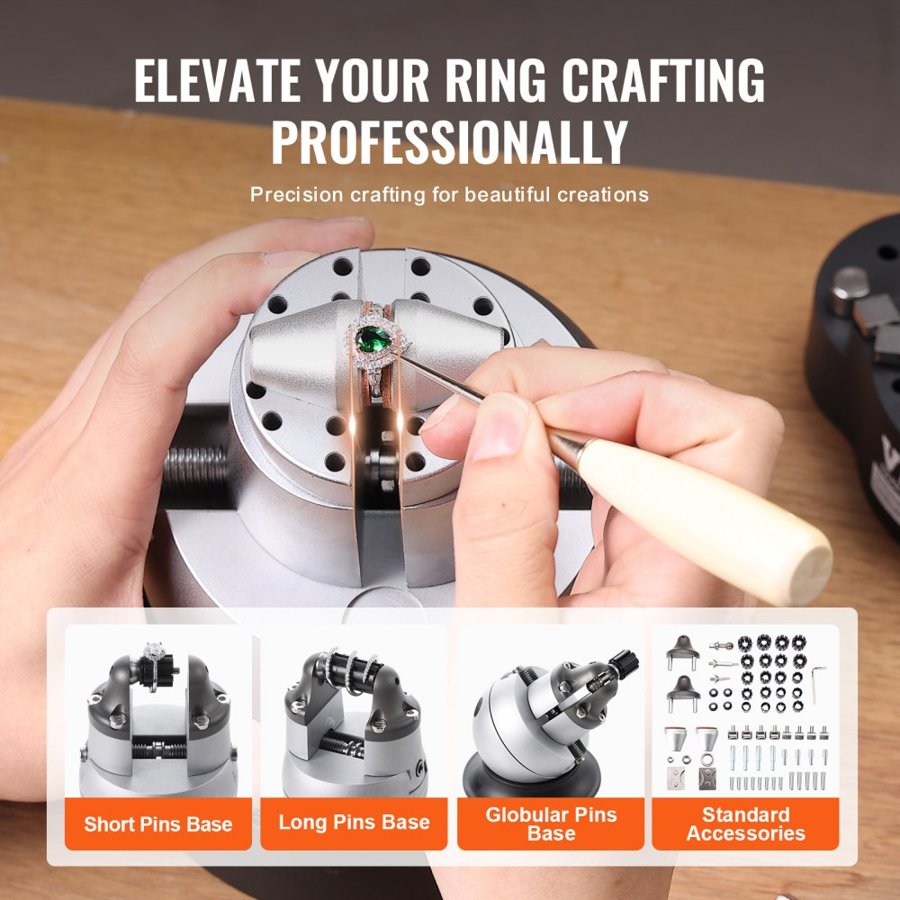 VEVOR Ball Vise, 13 cm Engraving Setting Tool, 360° Rotation Engraving Block Vise, 69 PCS Attachment Jewelry Engraving Block Tools Standard Block for Gemstone Inlay and Small-Scale Engraving