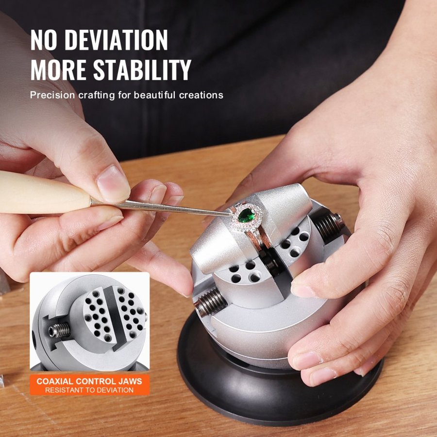VEVOR Ball Vise, 7.6 cm Engraving Setting Tool, 360° Rotation Engraving Block Vise, 70 PCS Attachment Jewelry Engraving Block Tools Standard Block for Gemstone Inlay and Small-Scale Engraving