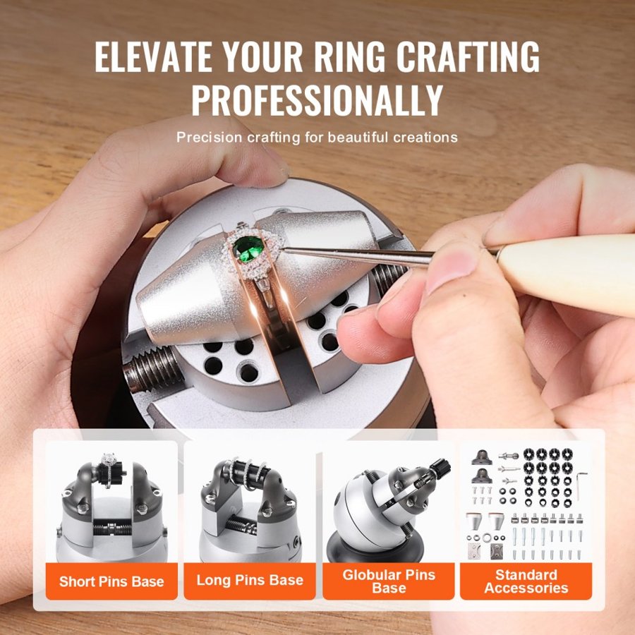 VEVOR Ball Vise, 7.6 cm Engraving Setting Tool, 360° Rotation Engraving Block Vise, 70 PCS Attachment Jewelry Engraving Block Tools Standard Block for Gemstone Inlay and Small-Scale Engraving
