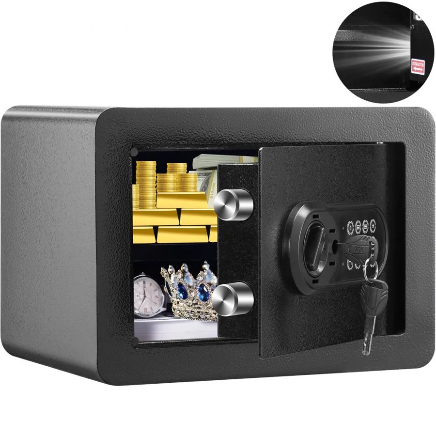 VEVOR Safe, 14.2 L Home Safe, Steel Security Safe with Digital Keypad and 2 Keys, Wall-Mounted Cabinet Safe Protect Cash, Gold, Jewelry, Documents for Home, Hotel, 35.1 x 24.9 x 24.9 cm