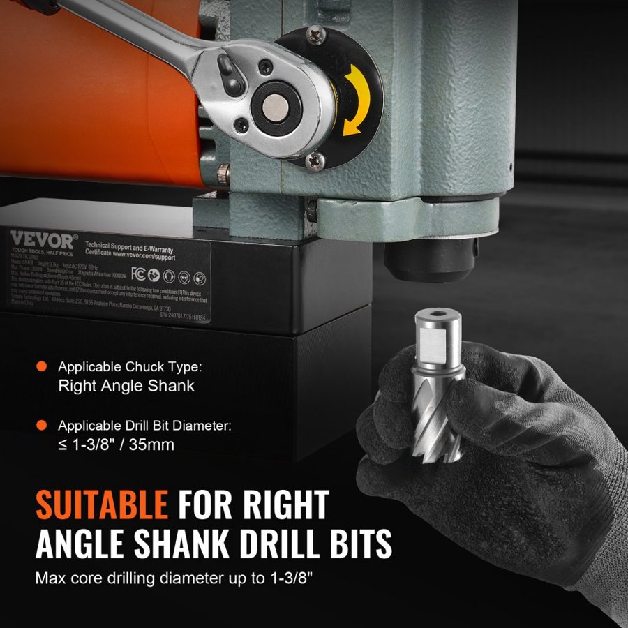 VEVOR Low Profile Mag Drill – 1300W, 10,000 N, 35mm Bore