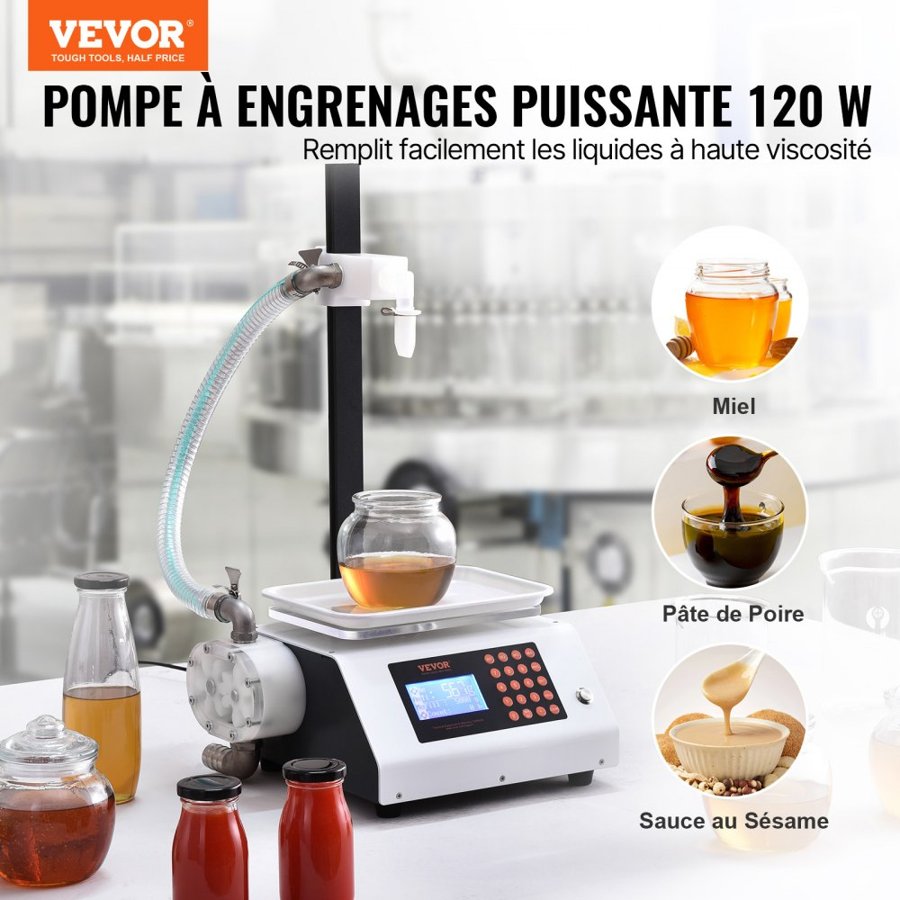 VEVOR Liquid Filling Machine, 50-5000 g Weighing Capacity, Automatic Bottle Filler Machine Bottling Machine Gear Pump Digital Control for Honey, Oil, Wine, Detergent, Viscous Liquids