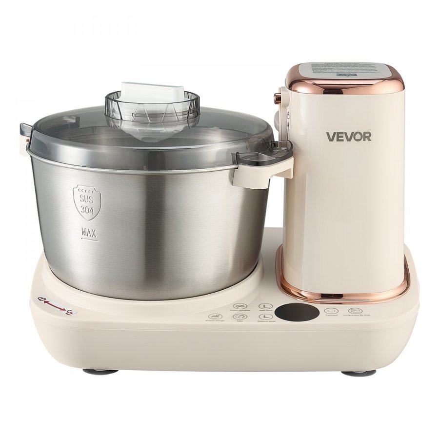 VEVOR Dough Mixer 5L Electric Dough Food Maker with Ferment Function, for Pizza Pasta Sourdough Noodle, 304 Stainless Steel Bowl, Timer, Face-up Control Panel, Household Dough Kneading Machine