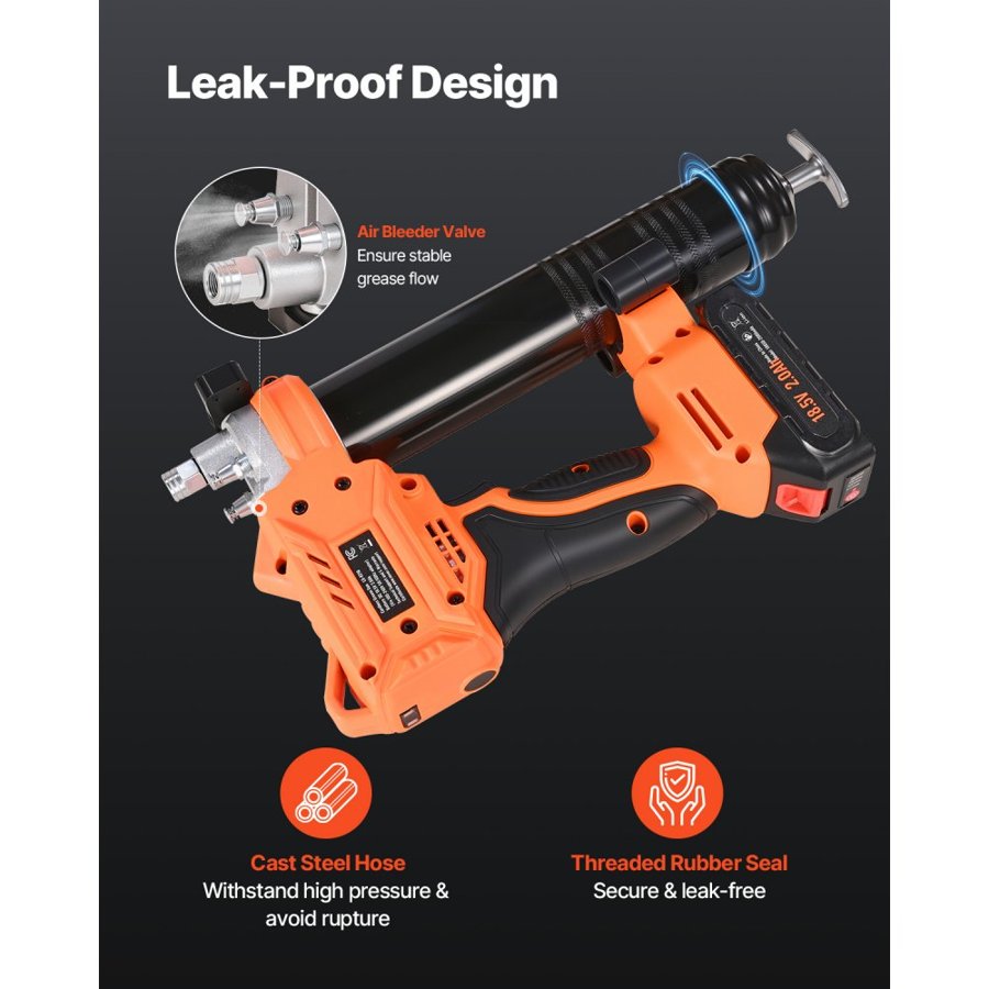 VEVOR 20 Volt Grease Gun – 8000 PSI, 2.0Ah Battery, LED
