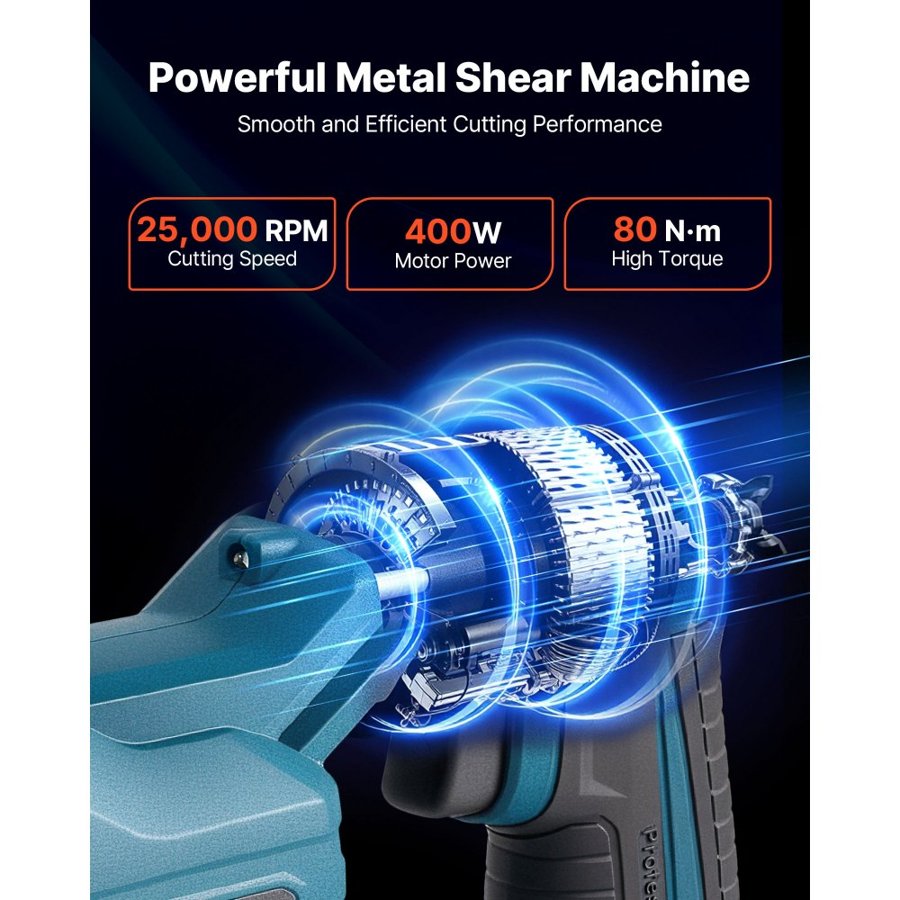 VEVOR Cordless Metal Shear – 360° Pivot Head, 25000 RPM