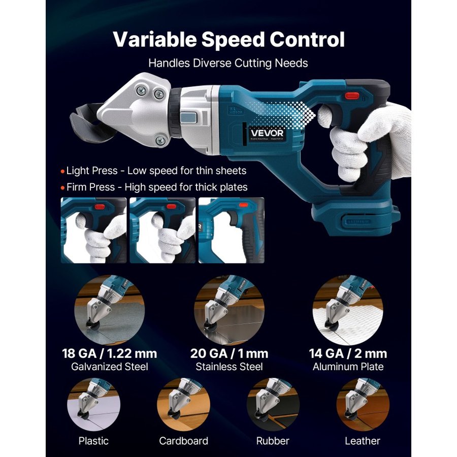VEVOR Cordless Metal Shear – 360° Pivot Head, 25000 RPM