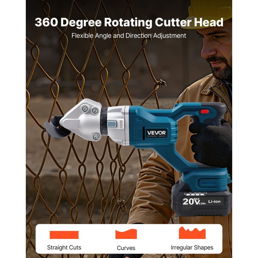 VEVOR Cordless Sheet Metal Cutter – 360°, 2800SPM, 1.22mm