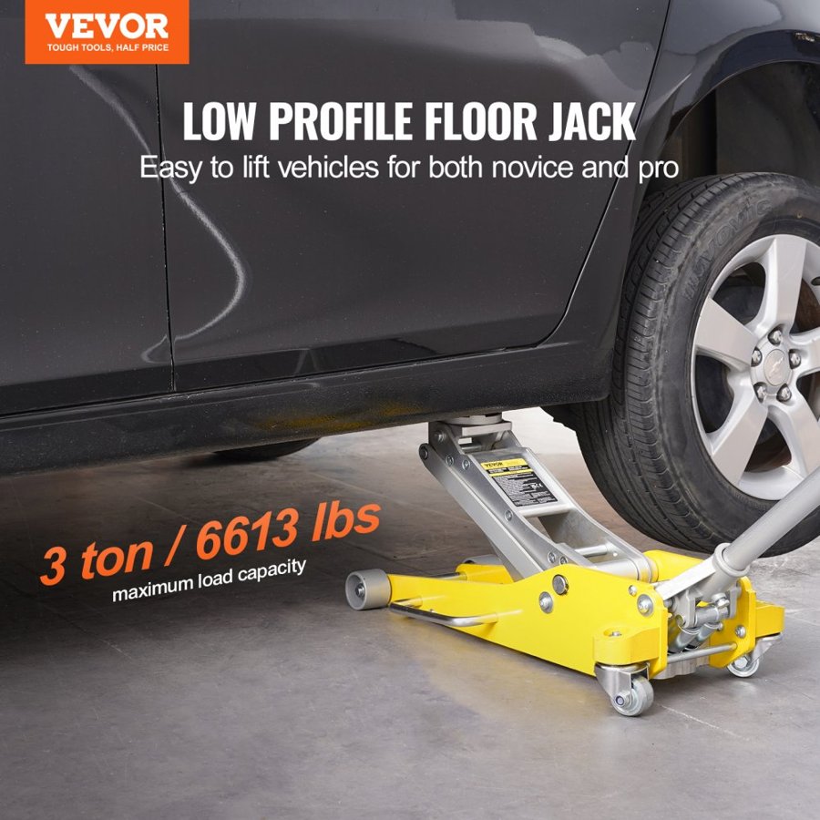 VEVOR 3 Ton Aluminum Low Profile Floor Jack – 3.7-18.3 in