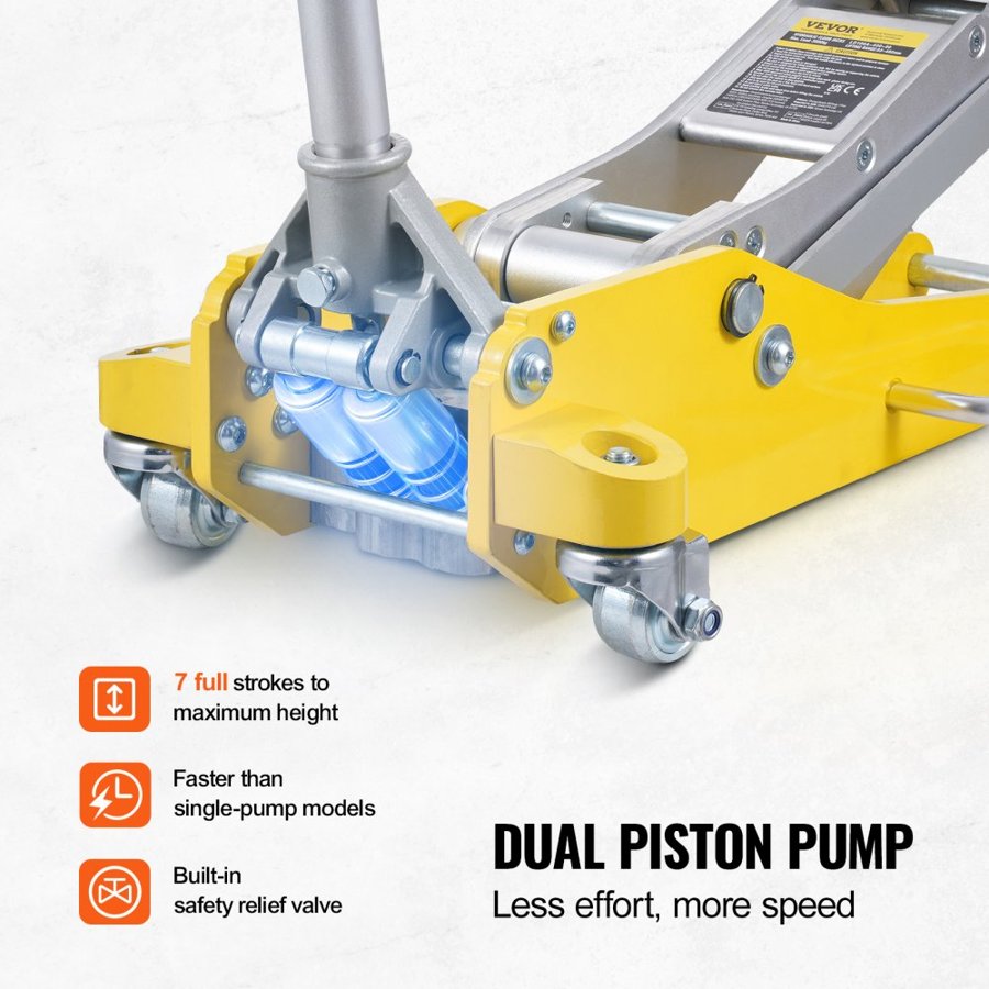VEVOR 3 Ton Aluminum Low Profile Floor Jack – 3.7-18.3 in
