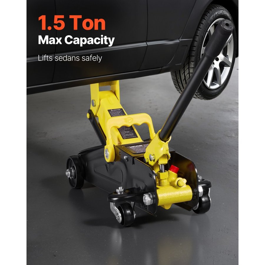 VEVOR 1.5 Ton Low Profile Floor Jack – 3300 lbs, 5.1"–12.2”