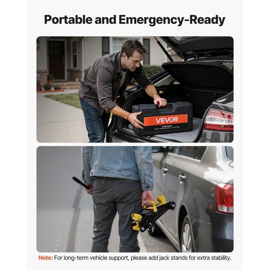 VEVOR 1.5 Ton Low Profile Floor Jack – 3300 lbs, 5.1"–12.2”