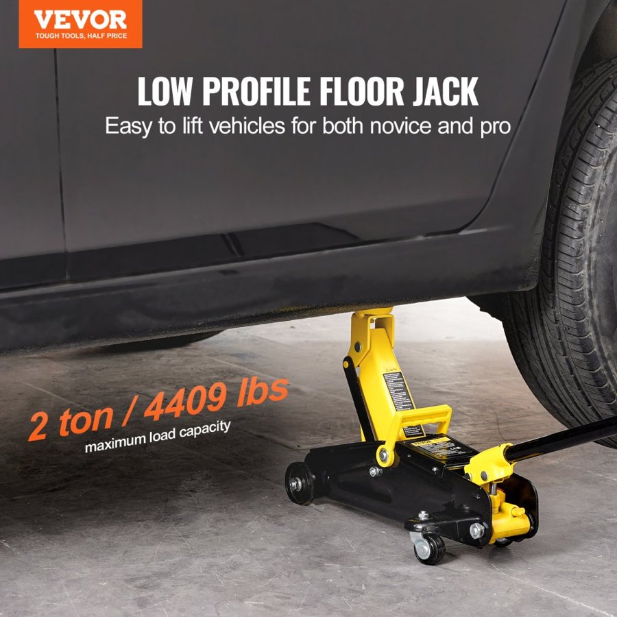 VEVOR Heavy Duty Low Profile Floor Jack – 2 Ton, 4.9"–13.2"