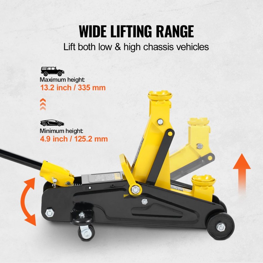 VEVOR Heavy Duty Low Profile Floor Jack – 2 Ton, 4.9"–13.2"