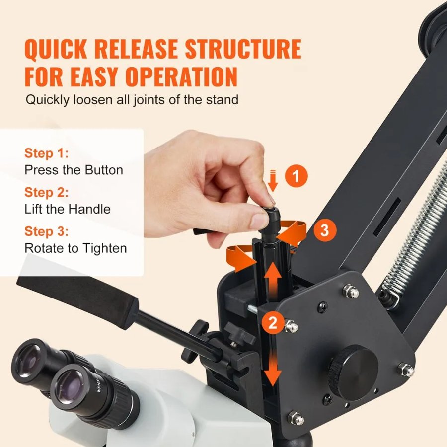 VEVOR Multi-Directional Microscope with Spring Bracket, 7X-45X Magnification Jewelry Microscope, Micro Jewelry Inlaid Stand with Integrated USB Ring LED Light, Jewelers Microscope for Jewelry Inlay