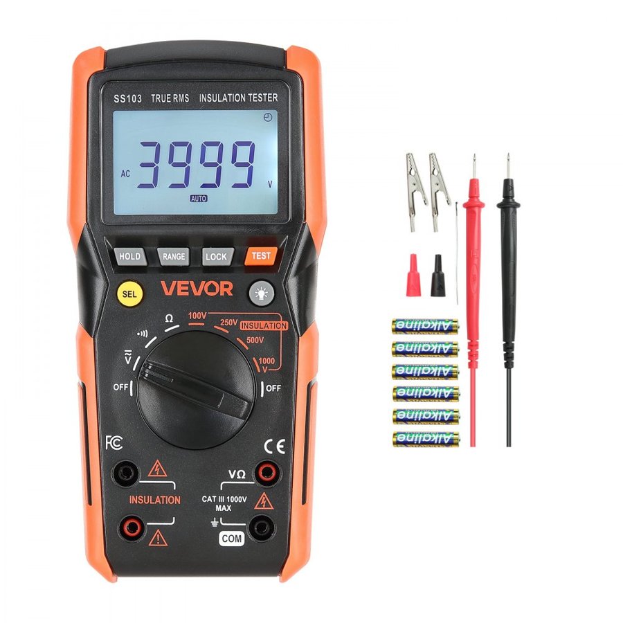 VEVOR 1000V Digital Multimeter – TRMS, 4000-Count Tester
