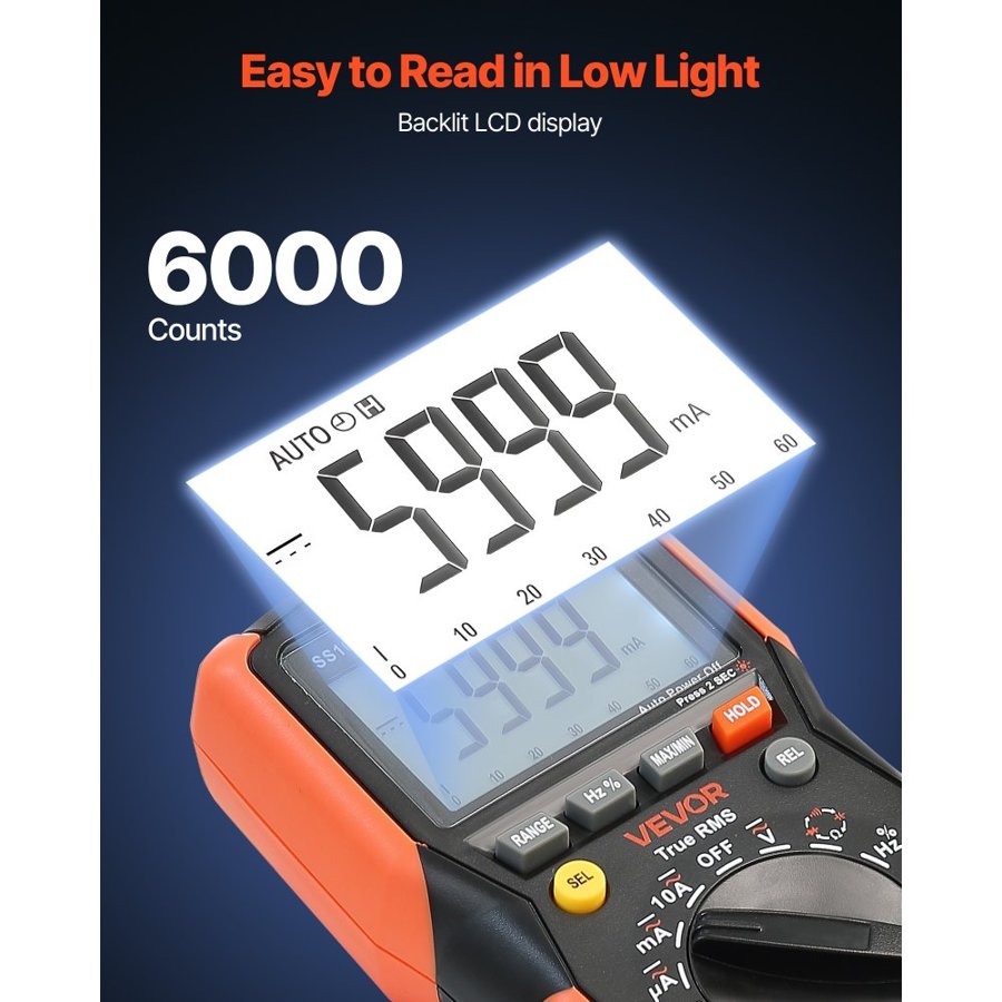 VEVOR Digital Multimeter 6000 Counts –  IV 600V, III 1000V