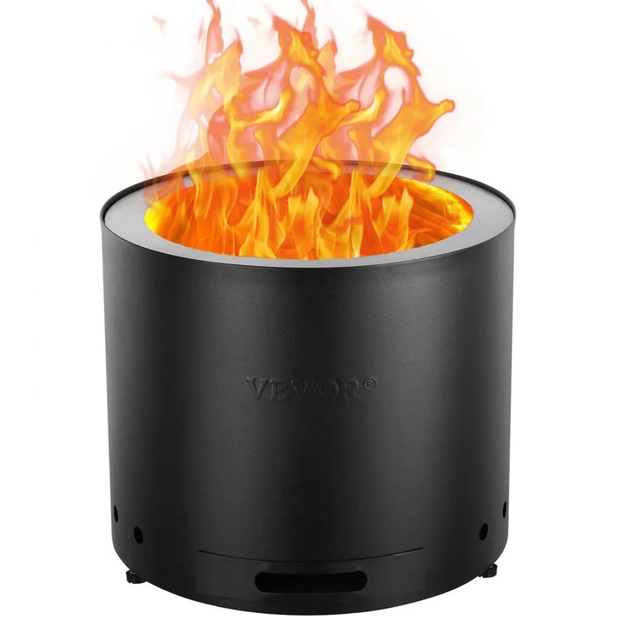 VEVOR Smokeless Fire Pit Stove Bonfire 49 cm Dia Wood Burning Stainless Steel
