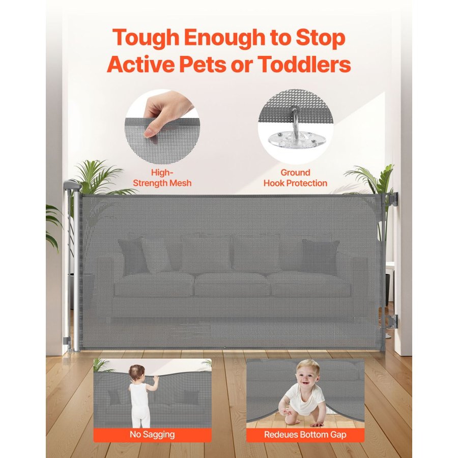 VEVOR Retractable Dog Gate for Stairs – 56.3" x 31.3"