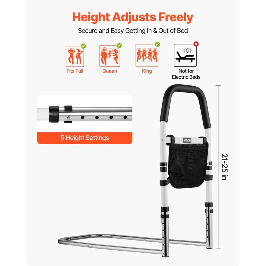 VEVOR Bed Rail for Elderly – Adjustable Height, 300 lbs