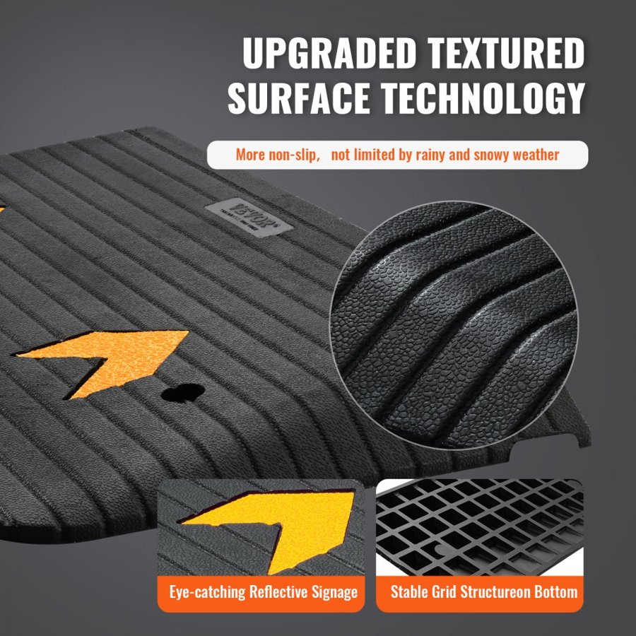 VEVOR Upgraded Rubber Threshold Ramp, 7.6 cm Rise Door Ramp with 1 Channel, Natural Rubber Car Ramp with Non-Slip Textured Surface, 15000 kg Load Capacity Curb Ramp for Wheelchair and Scooter