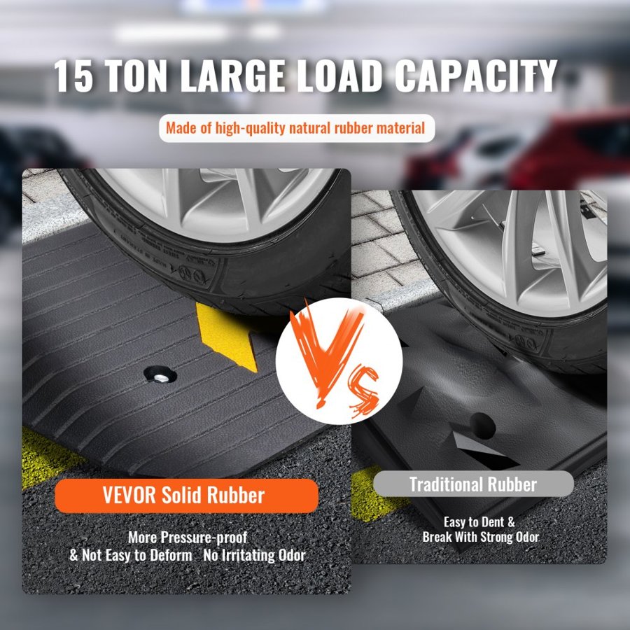 VEVOR Upgraded Rubber Threshold Ramp, 3.8 cm Rise Wheelchair Ramp Doorway, Natural Curb Ramp Rated 15000 kg Load Capacity, Non-Slip Textured Surface Rubber Curb Ramp for Wheelchair and Scooter