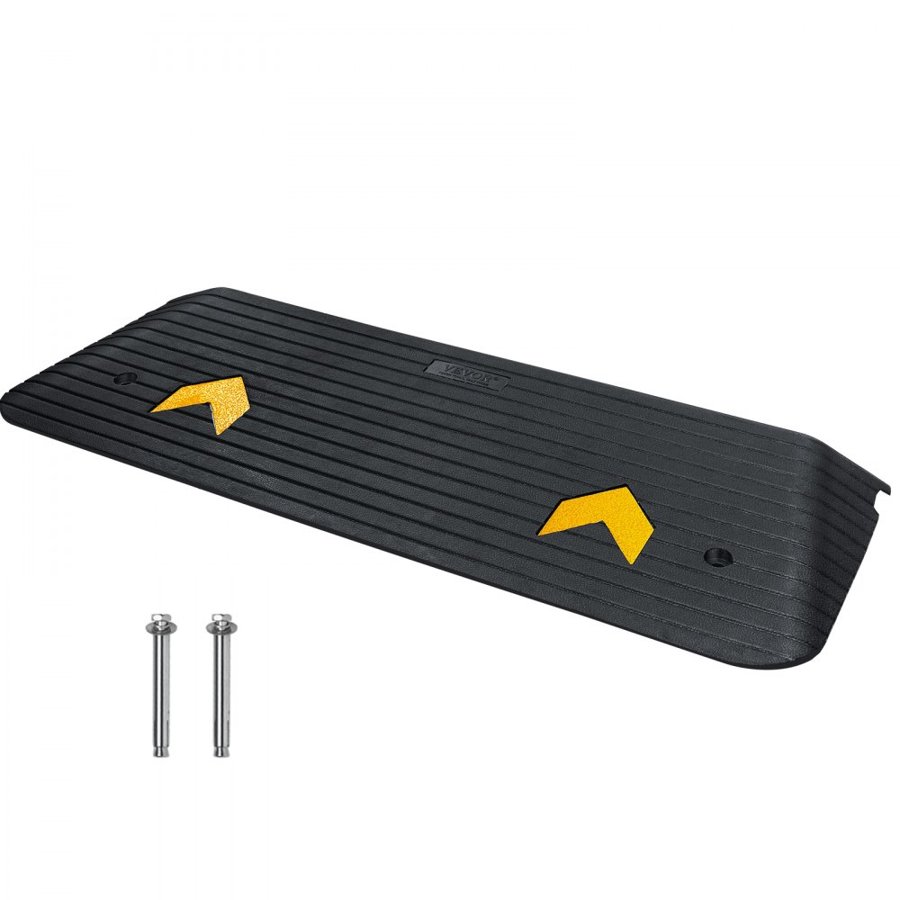 VEVOR Rubber Threshold Ramp, 5.08 cm Rise Threshold Ramp Doorway, Recycled Rubber Power Threshold Ramp Rated 15000 kg Load Capacity, Non-Slip Surface Rubber Solid Threshold Ramp for Wheelchair and Scooter