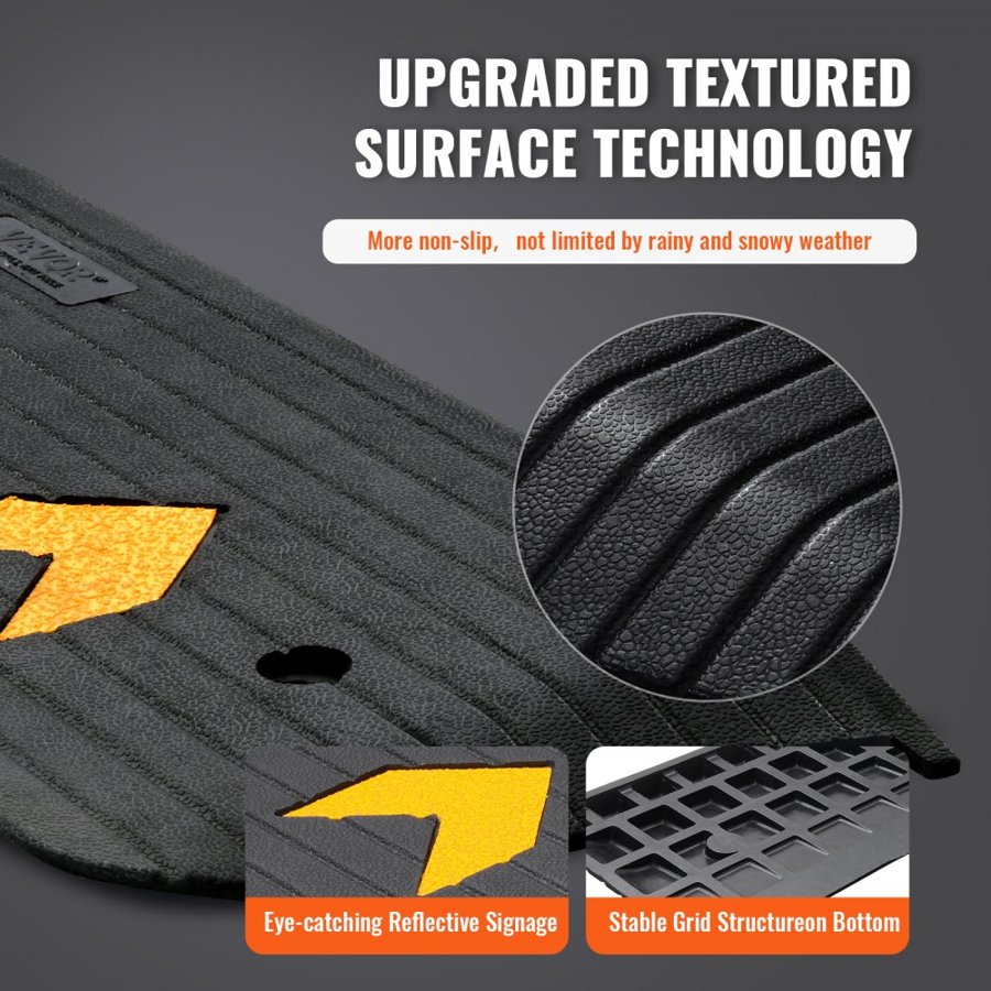 VEVOR Upgraded Rubber Threshold Ramp, 2.5 cm Rise Wheelchair Ramp Doorway, Natural Curb Ramp Rated 15000 kg Load Capacity, Non-Slip Textured Surface Rubber Curb Ramp for Wheelchair and Scooter