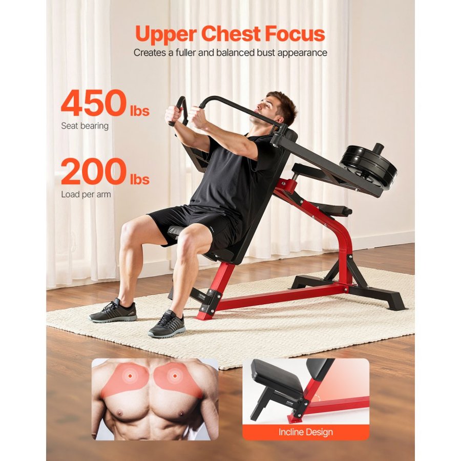 VEVOR Incline Chest Fly and Rear Delt Fly Machine, 450 LBS Chest Machine, Adjustable Fitness Chest Bench Set, Home Gym Equipment for Upper Body Strength Training Machine
