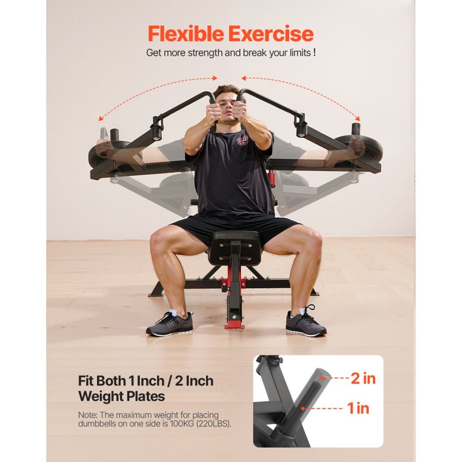 VEVOR Incline Chest Fly and Rear Delt Fly Machine, 450 LBS Chest Machine, Adjustable Fitness Chest Bench Set, Home Gym Equipment for Upper Body Strength Training Machine
