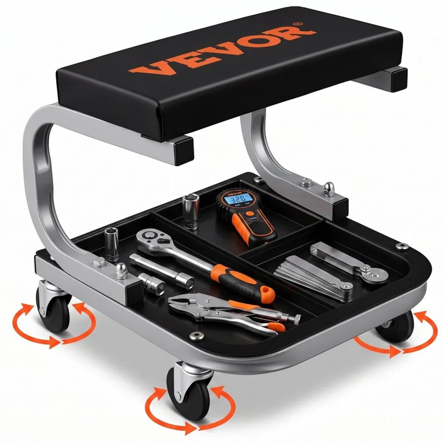 VEVOR Mechanics Garage Stool 250 LBS Mechanic Creeper Seat Under Car Tool Tray