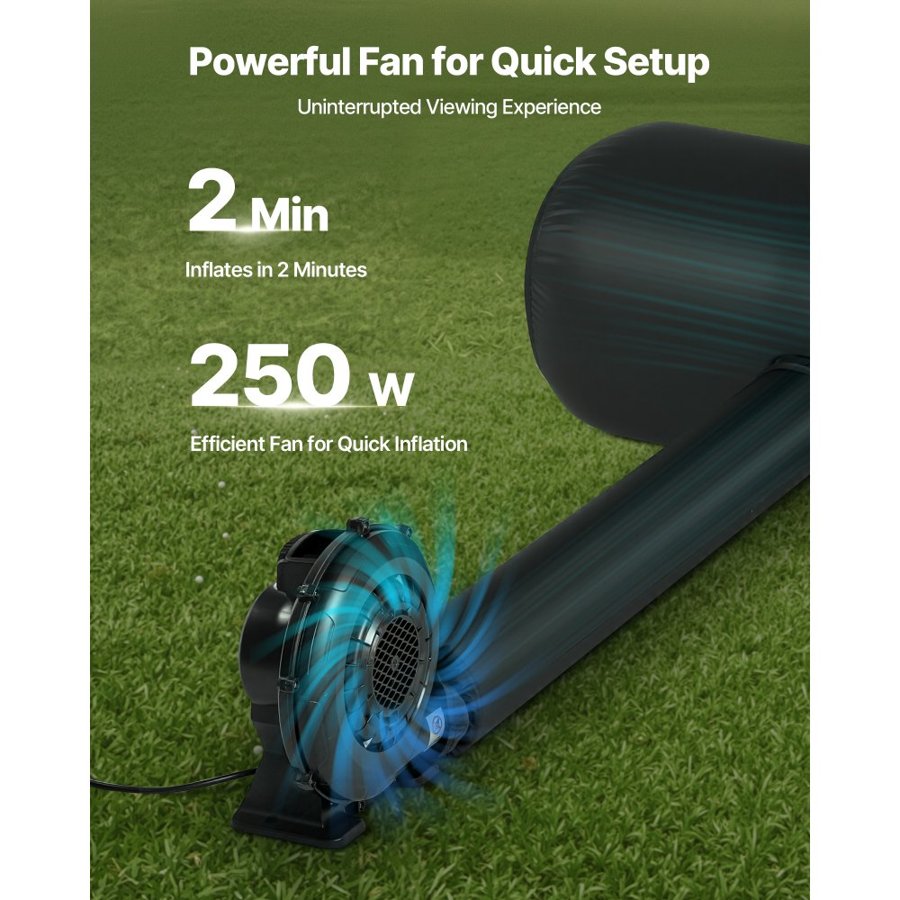 VEVOR 20 ft Inflatable Movie Screen, 600D Washable Inflatable Projection Screen with Portable Storage Bag, Easy Set Up 16:9 Movie Projector for Outdoor Backyard, Home Theater, Theme Party, Pool Fun