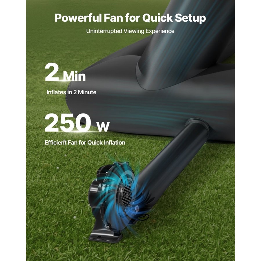 VEVOR 20 ft Inflatable Movie Screen, 600D Washable Inflatable Projector Screen with Portable Storage Bag, 16:9 Easy Set Up Movie Projection for Outdoor Backyard, Home Theater, Theme Party, Pool Fun