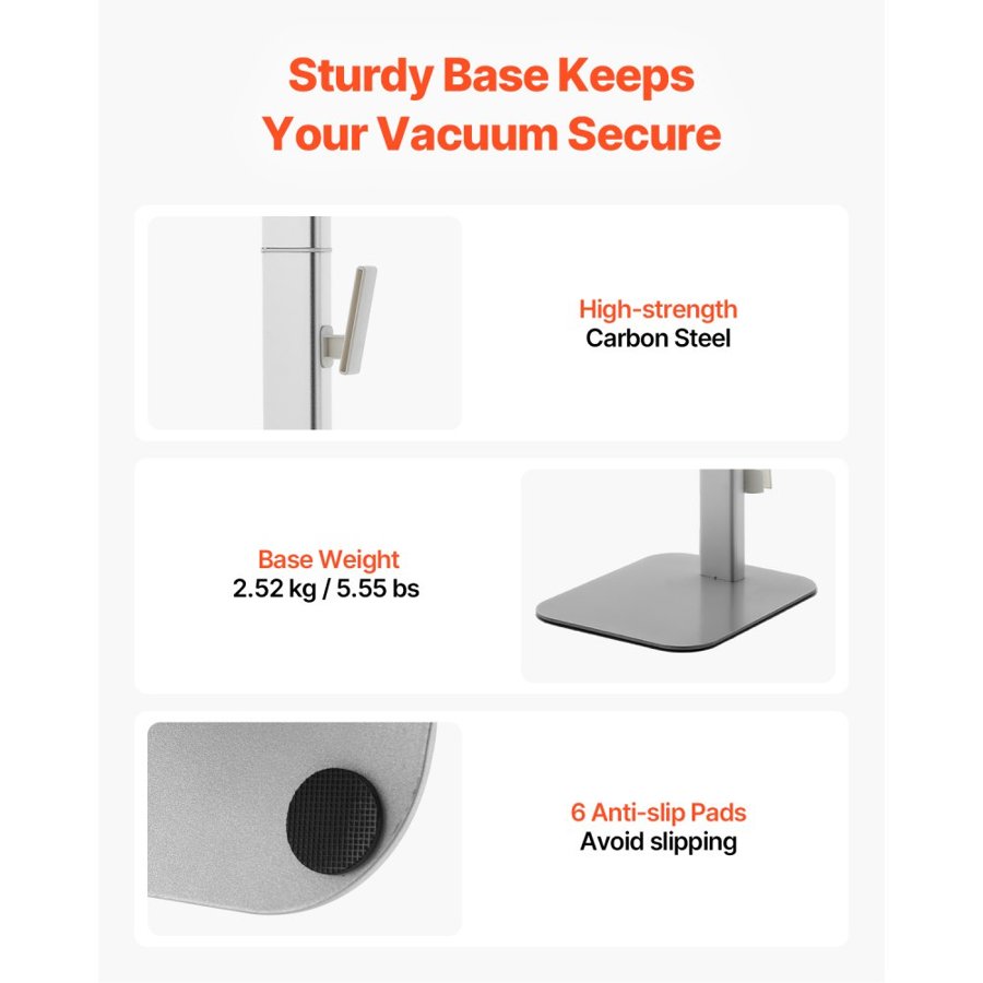 VEVOR Vacuum Stand, Compatible with Dyson G5 V15 V12 V11 V10 V8 V7 V6 Series Upright Vacuums Cleaners & Accessories, Stable Vacuum Stand Holder with 6 Hooks and Non-slip Footpads, Gray
