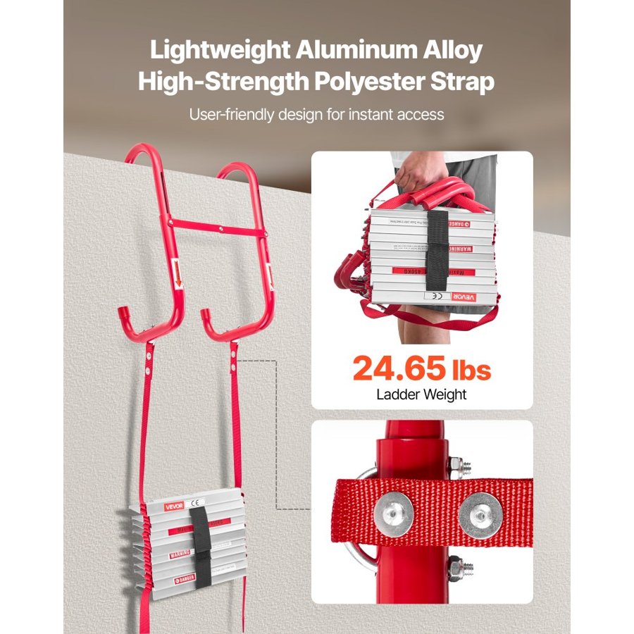 VEVOR Fire Window Ladder – 50FT Aluminum, 1000 lbs Capacity